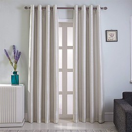 GYROHOME Faux Silk Blackout Curtains, Fully Lined Solid Color Window Treatment Drapes for Bedroom and Living Room Thermal Insulated Grommet Top Room Darkening Drapes, (Beige, 52x120, 2 Panels)