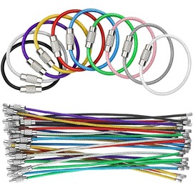 Wire Key Ring, 50 Pieces Key Ring Wire Rope 15 cm Stainless Steel Wire Cable Key Ring, DIY Key Rings Cable Loop for Hanging Luggage Tags Key Rings