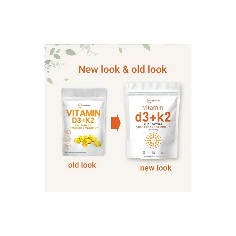 Microingredients Vitamina Mk7 100mcg 5000iu 300 Capsulas Sabor