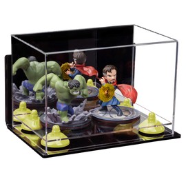 Better Display Cases Versatile Acrylic Display Case - Small Rectangle Box with Mirror, Wall Mount, Yellow Risers and Clear Base 9.5" x 6" x 6.5" (A005-YR)