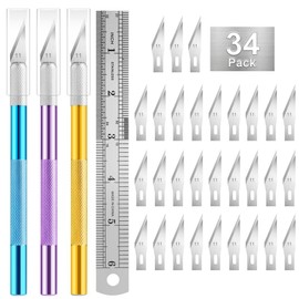 3PCS Craft Knife Hobby Knife Includes 30PCS Spare Exacto Knife Blades #11 and A Ruler, HEADLEY TOOLS Precision Exacto Knife Set Ideal for Crafting, Scrapbooking, Arts, DIY, Stencil, Carving