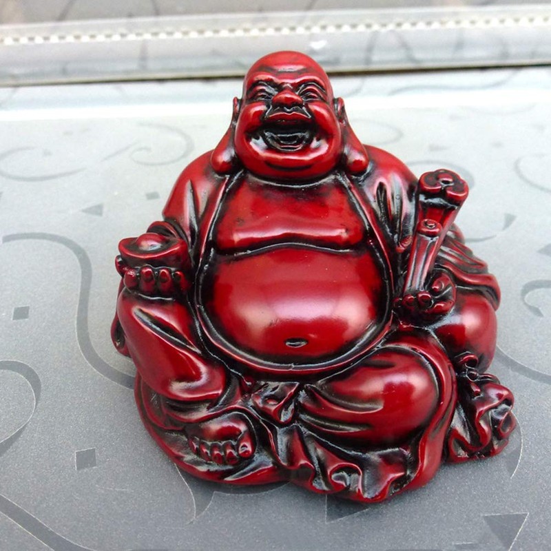 VOSAREA Laughing Buddha Statue Resin Maitreya Buddha Statue Fengshui Figurine