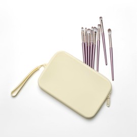 WHHJM Large Silicone Multifunctional Essential Bag Portable Travel Makeup Bag for Women Men Cards Cash Bag Zipper Pouch (White)