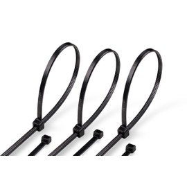 ERKO Cable Ties Black 200 x 7,6 mm 25 Pieces UV Resistant Chemical Resistant 120lbs Tensile Strength, Professional Zip Tie Wraps