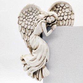 JTZXJJX Angel Door Frame Decoration, Angel Decor Statues Ornaments Sculpture Angel in Your Corner Resin Wall Sculpture Crafts for Home Living Room Bedroom Decoration (White Left)