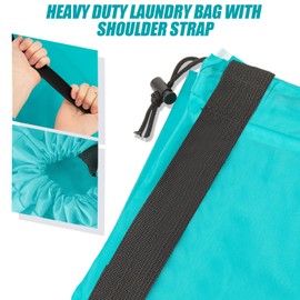 Isink Heavy Duty Laundry Bag with Strap,2 Pack Laundry Bags for Dorm, Travel Laundry Bags for Dirty Clothes,Large Laundry Bags for Traveling,Laundry Bags for Camp,24" x 36" (Cyan + Gray)
