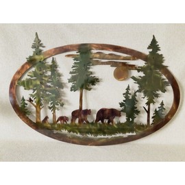 Home Decor Bears And Trees Wildlife Cabin Metal Wall Art Rustic Home Decor Gifts