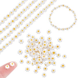 AHANDMAKER Etwa 128~134 Stück Millefiori Lampwork Glasperlen Orange 5.5~8mm Pflaumenblütenperlen Flache Blumen Lose Abstandsperlen Für DIY Bastelarbeiten Armbänder Schmuckherstellung