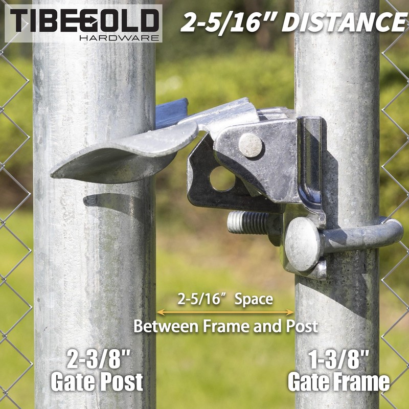 TIBEGOLD Chain Link Fence Butterfly Gate Latch, Galvanized Automatic 2