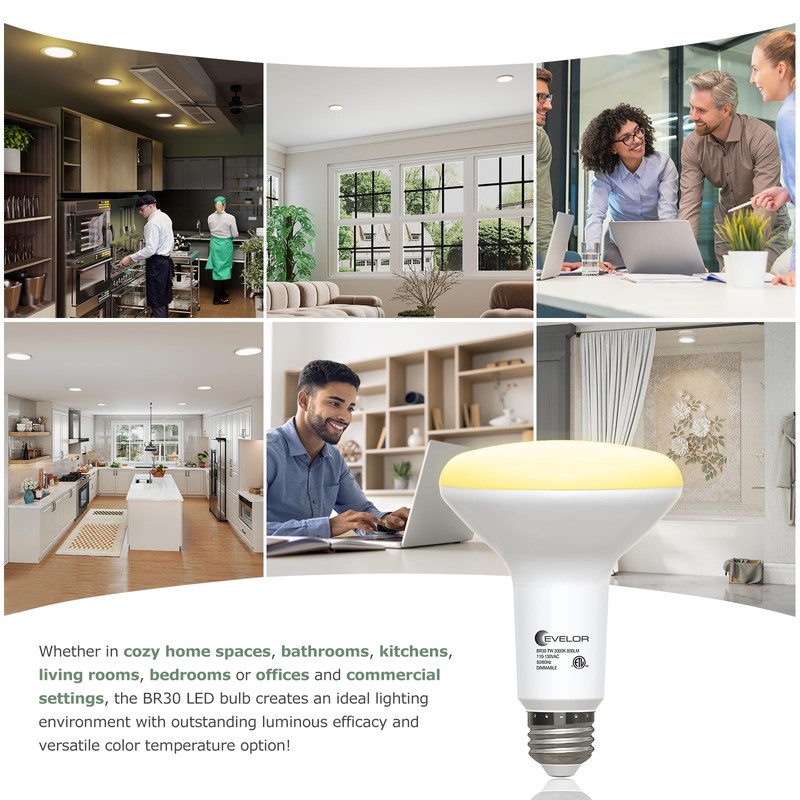 evelor 12 Pack BR30 LED Flood Light Bulbs 65W Equivalent,