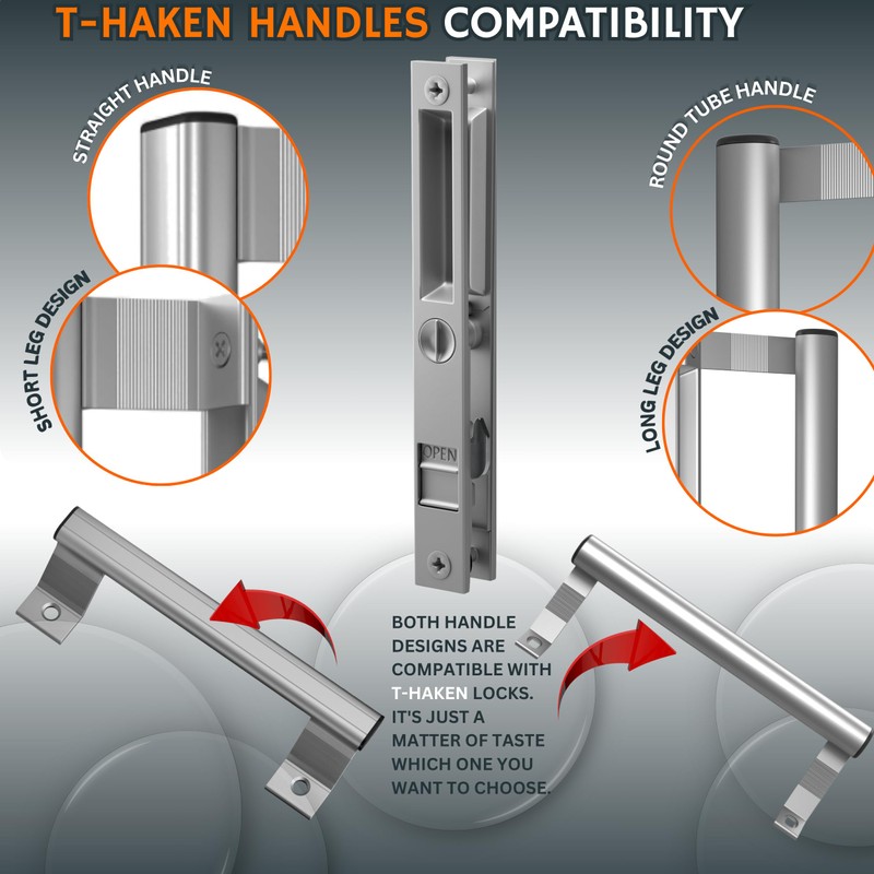 T-HAKEN Sliding Glass Door Set, 6-5/8", Silver - Patio Door