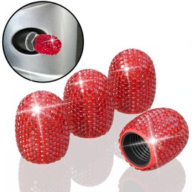 BFXM 4Pcs Car Tire Valve Stem Caps, Bling Tire Air Cap for Car, Universal Stem Covers, Plastic Liner Corrosion Resistant Tires Valve Cap with O Rubber Ring,Crystal Diamond Car Accessories for Women