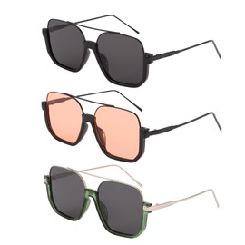 ANLIOTO 3 Pcs Retro Oversized Sunglasses for Women Men, Vintage 70s Square Shades Sun Glasses Oversized Trendy Trucker Driving Sunglasses