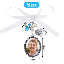 Hicarer Wedding Bouquet Photo Charms for Memory Bridal Angel Lacy Oval Wedding Charms for Bouquet You Are Always in My Heart Charm for Bridal Party Gifts