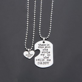 WUSUANED Father and Daughter Gift There is This Girl She Stole My Heart She Calls Me Daddy Father Daughter Necklace Set Daddys Girl Jewelry Daddy Gift from Daughter (father daughter necklace)
