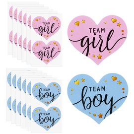 Vesaneae 100 Pcs Gender Reveal Stickers, 5cm/2Inch Team Girl Boy Stickers, Pink Blue Heart Star Stickers for Baby Shower Party Voting Games