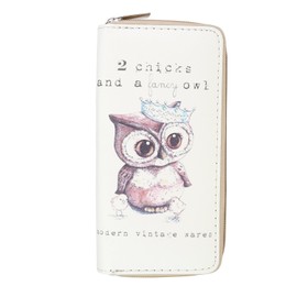 DonDon Women's Owl Purse Beige