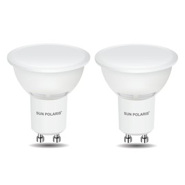 SUN POLARIS GU10 LED Bulbs, Warm White 2700K, 4.9W 400lm, 35W Halogen Spotlight Bulb Equivalent, Energy Saving Lightbulbs, 100° Wide Beam, Non-dimmable, Pack of 2