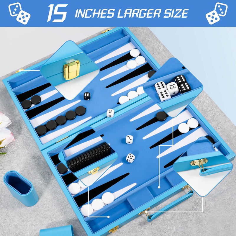 Froggod Travel Backgammon Sets for Adults – 15 Inch Premium