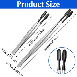 2 Pcs Rubber Tipped Tweezers Forceps Silicone Coated Soft Tweezers Contact For Soft Contacts Non Marring Flat Tip Hobby Craft Tools Jewelry Coin Stamp Tongs For Stamps Coins Crafts Beads