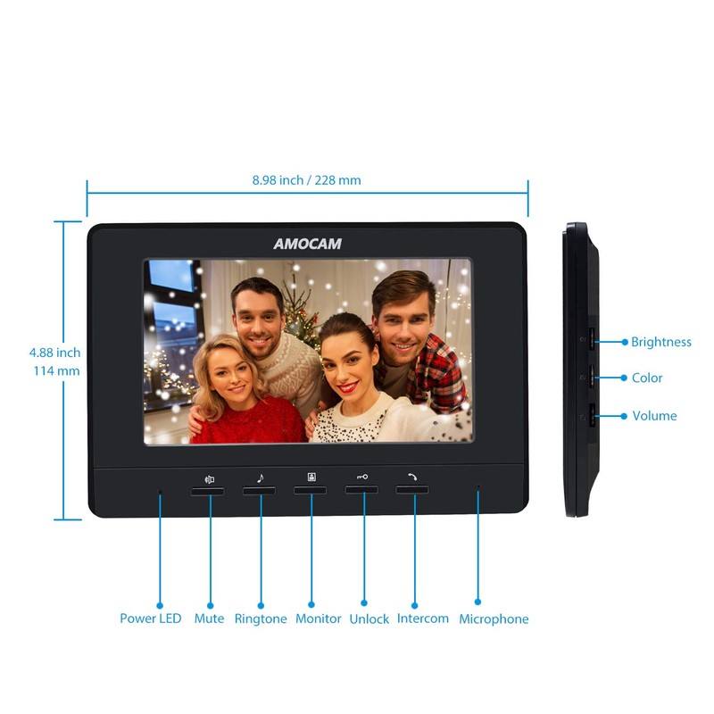 Video Intercom System, 7 Inches Monitor Wired Video Door Phone