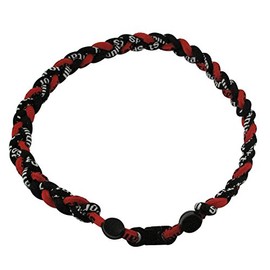 MapofBeauty 18" Sport Style Two Colors Fashion Three Braided Rope Tornado Necklace (Black/Dark Red)