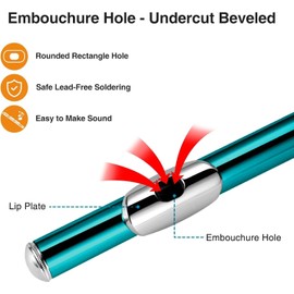 KAYATA Flute - Closed Hole C Flute For Beginners/Student, 16-Key Flutes with Flute Case, Cleaning Kit, Tuning Rod, Nickel Plated Flute (Blue).