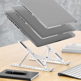 Laptop Stand, Adjustable Height Portable Universal Laptop Stand, Folding PC Stand, Durable, Sturdy, Laptop Riser Compatible with All Laptops up to 17.3 Inches (Black)