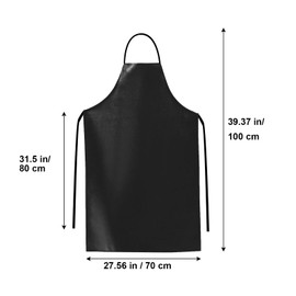 FUIPVGI Artificial Leather Apron, Waterproof Leather Apron, Adjustable Apron, Heavy Duty Work Apron, BBQ Aprons, for Chef, Butcher, Barber, DishWashing, Cleaning, Dog Grooming (Black) (Black)