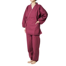 Satsuki Women's Samue, Monk’s Work Clothes, Small-Checked Fabric, 38-7930, S/M/L/LL, wine,
