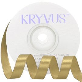 Kryvus Champagne Gold Satin Ribbon, 10mm x 22M Single Face Champagne Gold Ribbon, Solid Color Satin Ribbon Perfect for Gift Wrapping, Crafts, Bow Making, Sewing and Wedding Decorations