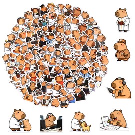 100pcs Capybara Stickers, Waterproof Adorable Vinyl Capybara Occupation Stickers Funny Animal Decals for Classroom Prizes Water Bottle Laptop Decoration (2 of Each Style)