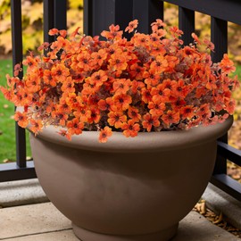 Fall Flowers Artificial for Decoration,Faux Artificial Flowers for Outdoors,Realistic Autumn Fall Leaves Silk Daisy,Thanksgiving Garden Flower Pot Fake Plants,Front Porch,Courtyard,Patio,Lawn (orange)