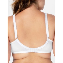 Fruit of the Loom Women's Seamed Soft Cup Wirefree Cotton Bra, White 86CK/ Sand, 40D