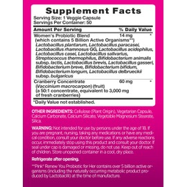 PINK Probiotics for Women | Digestive Health Support Capsules | 50 Count | Plus Cranberry | Vegetarian, Non-GMO & Gluten Free Supplement