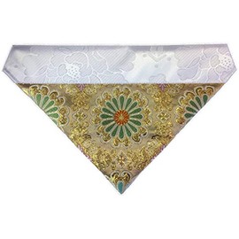 Pure Silk Uchiki (Buddhist Altar, Triangular Uchishiki, Uchishiki, Uchiki Ujiku), Made in Japan (Width 11.4 inches (29 cm) (50s), Rokkama Chrysanthemum, White Brown)
