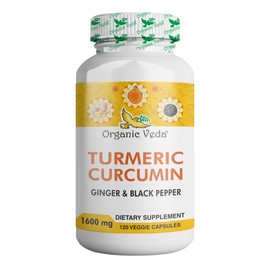 Organic Veda Turmeric and Ginger Capsules 120 Pills - Organic Turmeric Curcumin with Black Pepper for Joint Support - Non GMO, Gluten Free, Turmeric and Ginger Supplement (95% curcuminoids)