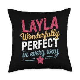 Layla Cute Woman Girl Women Daughter Girlfriend Wife Throw Pillow
