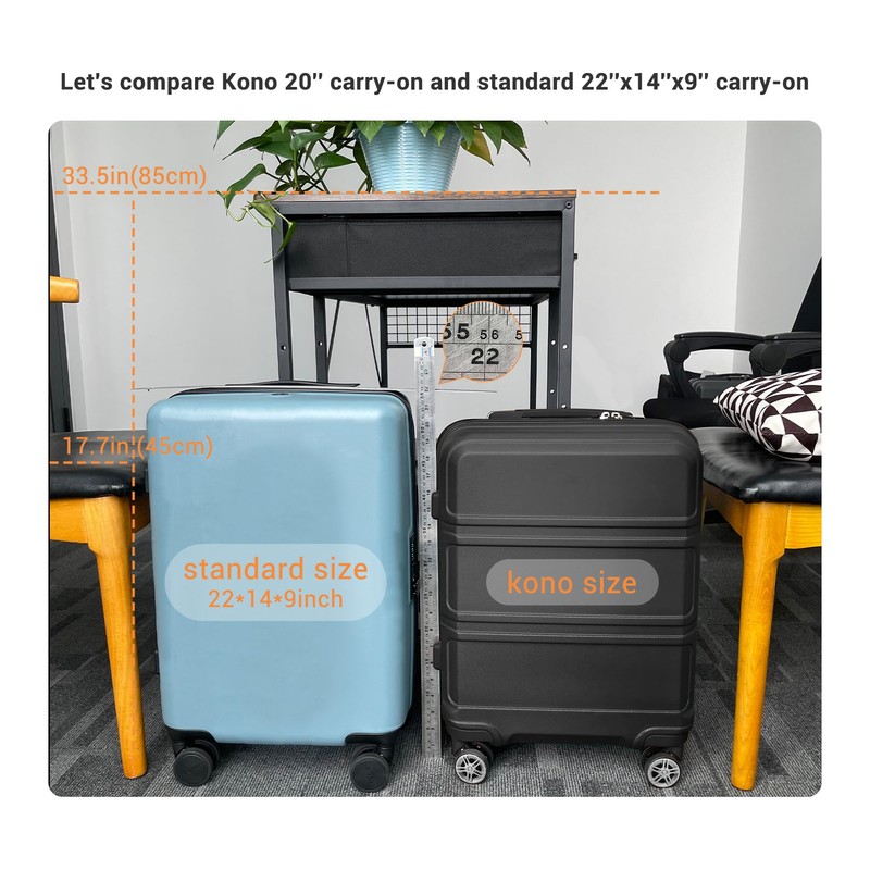 Kono 20'' Carry on Luggage Lightweight with Spinner Wheel TSA