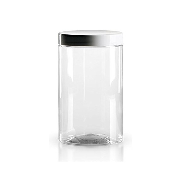 Cremedosen 5 x PET screw cans, 1000 ml, clear/transparent, including screw cap with sealing disc, screw cap, multi-purpose container, household container, ointment can, plastic container