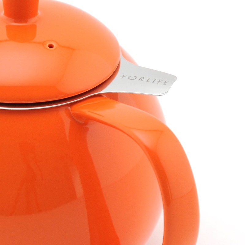 FORLIFE Curve Teapot with Infuser, 24-Ounce, Carrot
