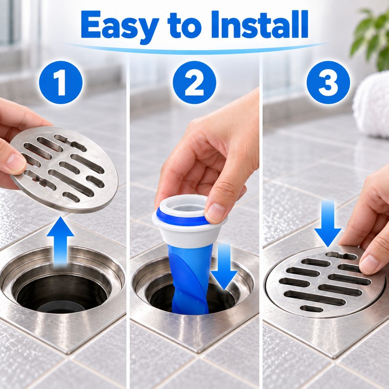 6-Piece Adjustable Silicone Floor Drain Trap – One-Way Backflow Preventer