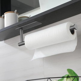 Paper Towel Holder - Eolax Under Cabinet Paper Towel Bar for Kitchen, Wall Mount Self Adhesive or Drilling Paper Towel Rack, 304 Stainless Steel (Grey)