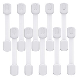 Goodv Child Safety Cabinet Locks - (10 Pack) Baby Proofing Latches to Drawer Door Fridge Oven Toilet Seat Kitchen Cupboard Appliance Trash Can with 3M Adhesive - Adjustable Strap No Drill No Tool
