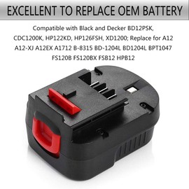HPB12 12V Battery for Black & Decker, 3.6Ah Ni-MH Battery for B&D A1712 FS120B FSB12 A12 A12-XJ A12EX Firestorm FS120B FS120BX