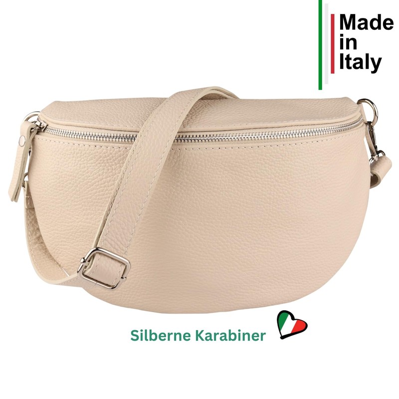 MIRROSI® Women's Bum Bag, Genuine Leather, Made in Italy, Shoulder