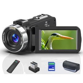 GTYOLOR 8K Video Camera Camcorder, 64MP IR Night Vision Vlogging Camera,18X Zoom 3.0“ LCD Flip Touch Screen for YouTube with WiFi, 64G SD Card, Remote Control, 4500mAh Battery and Mic