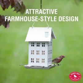 Perky-Pet Farmhouse Wild Bird Feeder - 2.8 lb Wild Bird Seed Capacity, WFH001 - Feed Multiple Birds - Backyard Decor - Durable Metal Construction