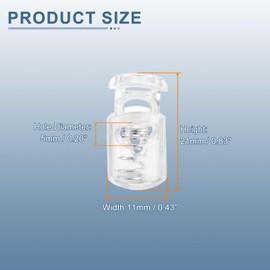 sourcing map 15pcs Plastic Cord Locks Single Hole Spring Toggle Stopper Fasteners Elastic Cord Adjuster Slider for Drawstrings Paracord Shoelaces Clothing Luggage Backpack Camping, Clear
