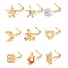 9pcs Nose Studs Set Golden Stainless Steel L Shape Shiny